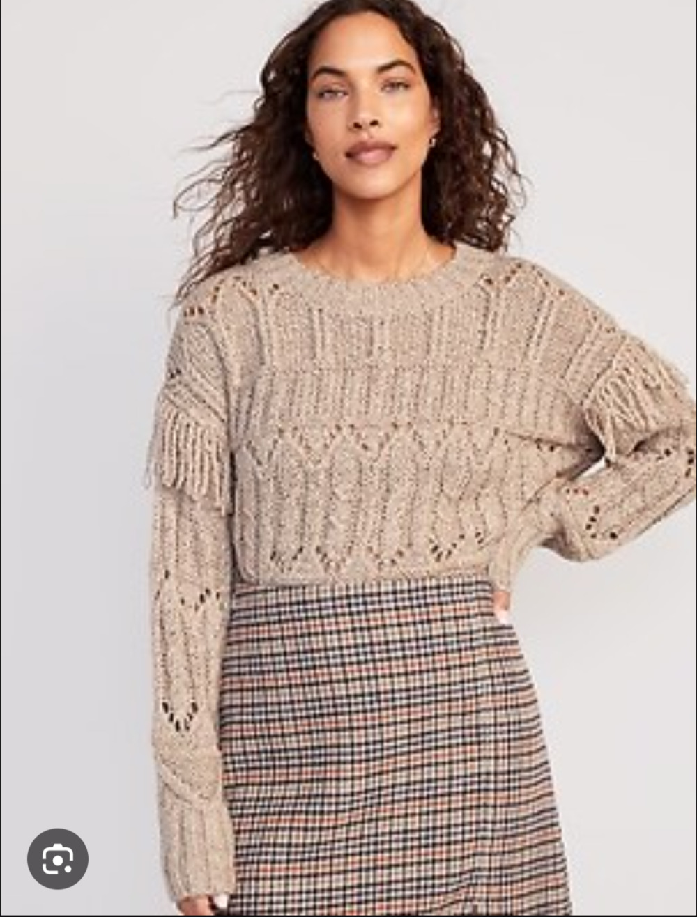 Old Navy Textured Fringe Pullover Sweater